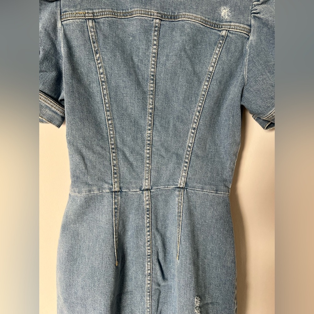 NWT Retrofete Annie Denim Button Up Puff Sleeve Dress in Laguna XS - Picture 13 of 16